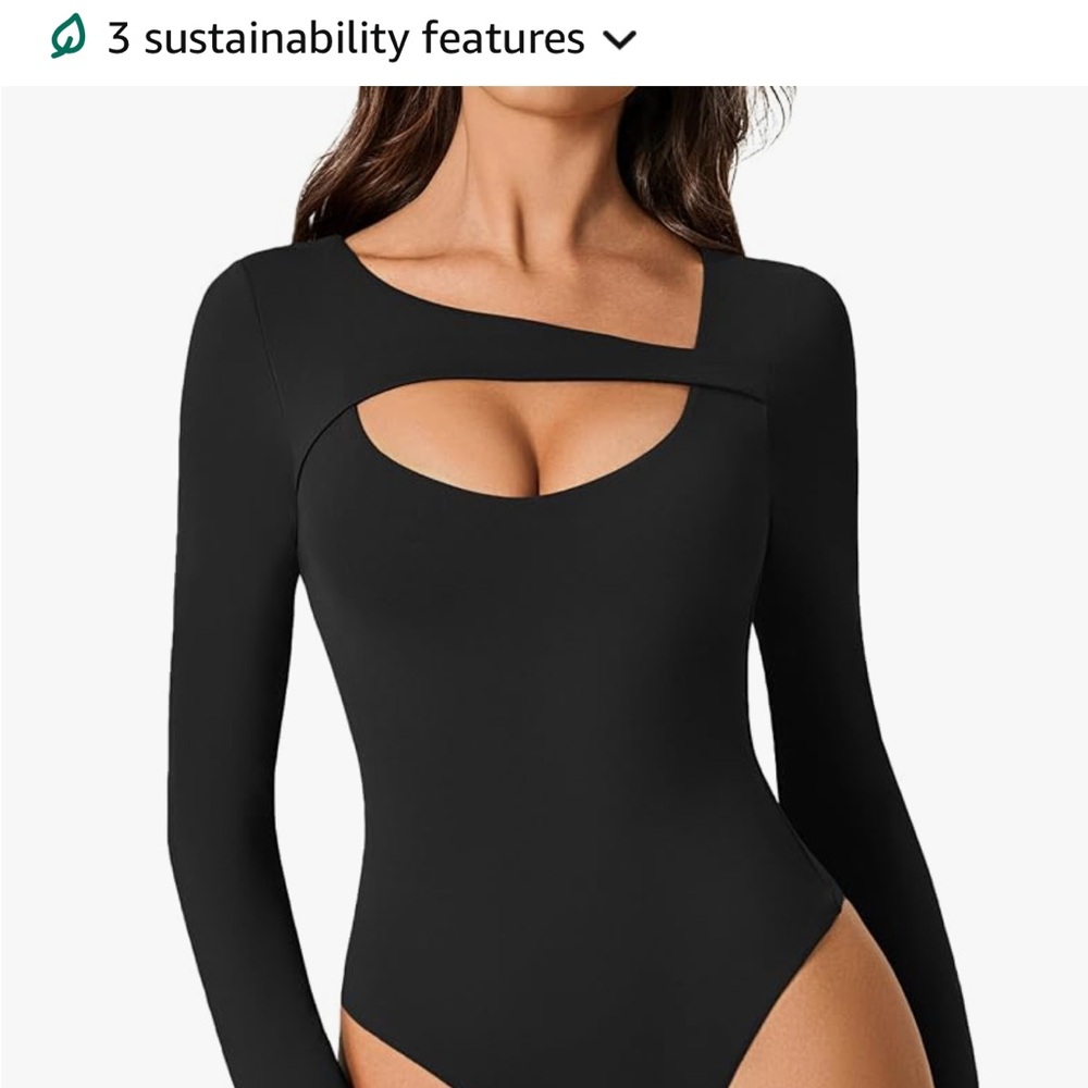 Long Sleeve Cutout Bodysuit - Black